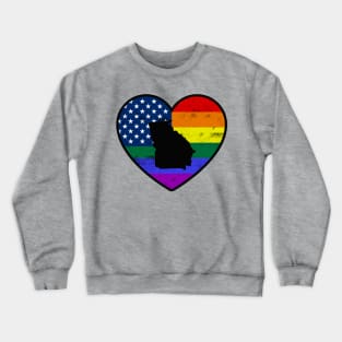 Georgia United States Gay Pride Flag Heart Crewneck Sweatshirt